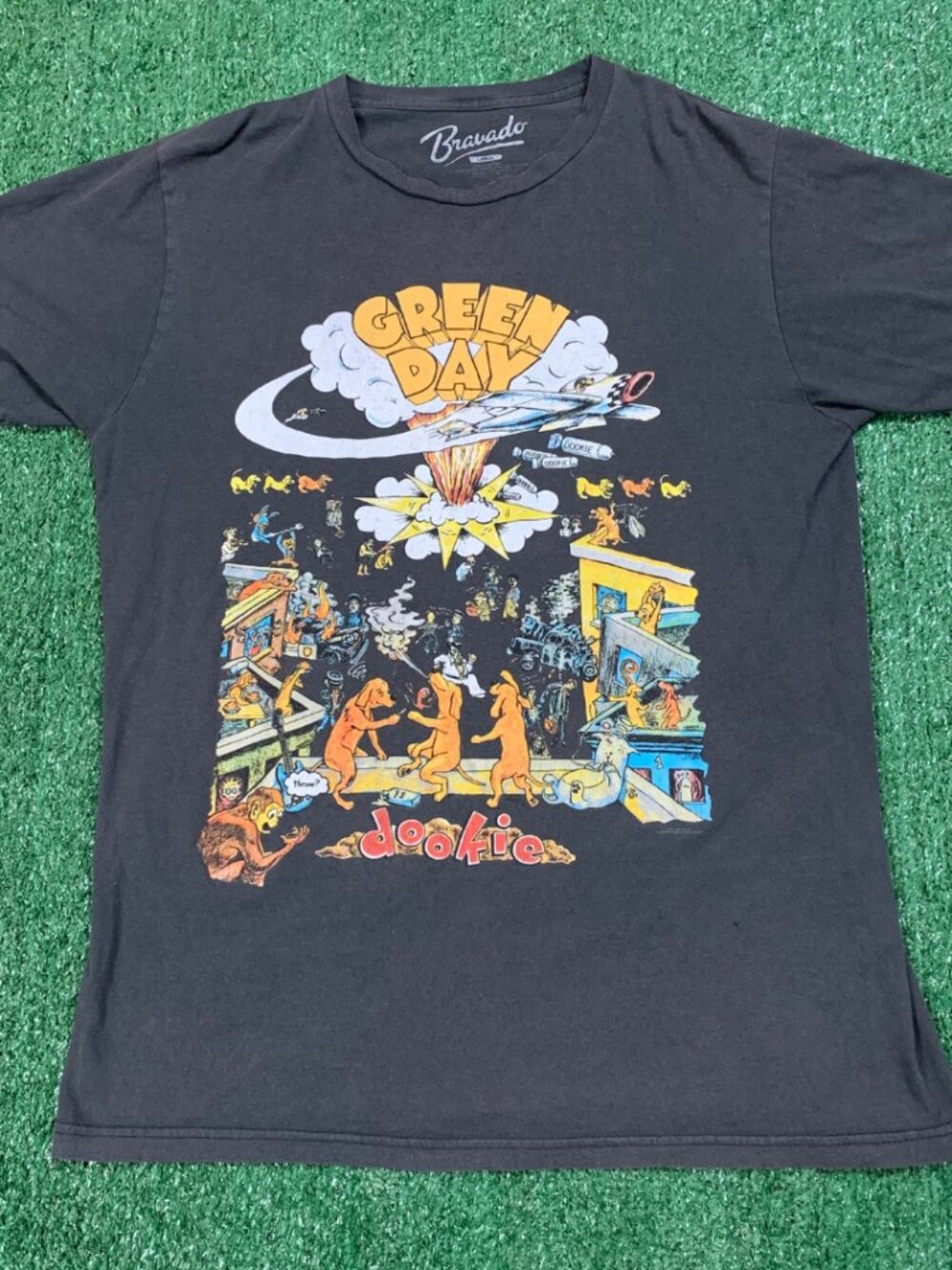 Green Day Dookie Band Tee Men's L Black Bravado Punk Rock Graphic T-Shirt